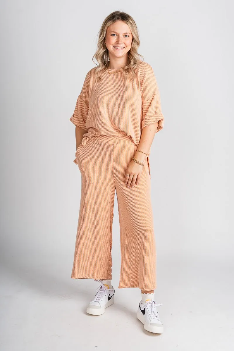 Ribbed short sleeve top pumpkin