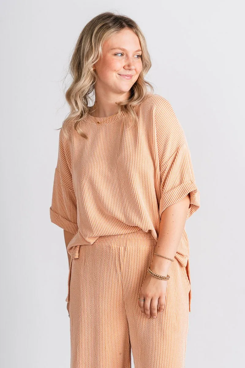 Ribbed short sleeve top pumpkin