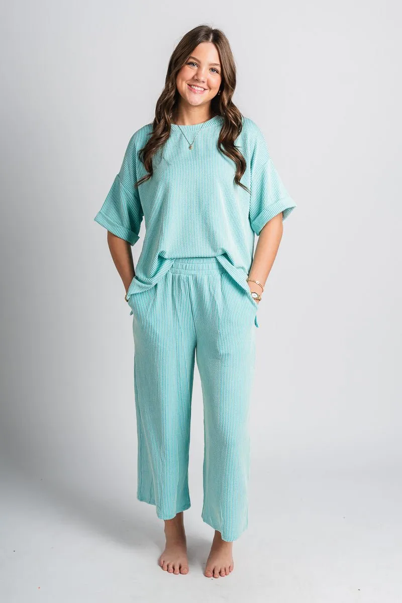 Ribbed wide leg pants mint
