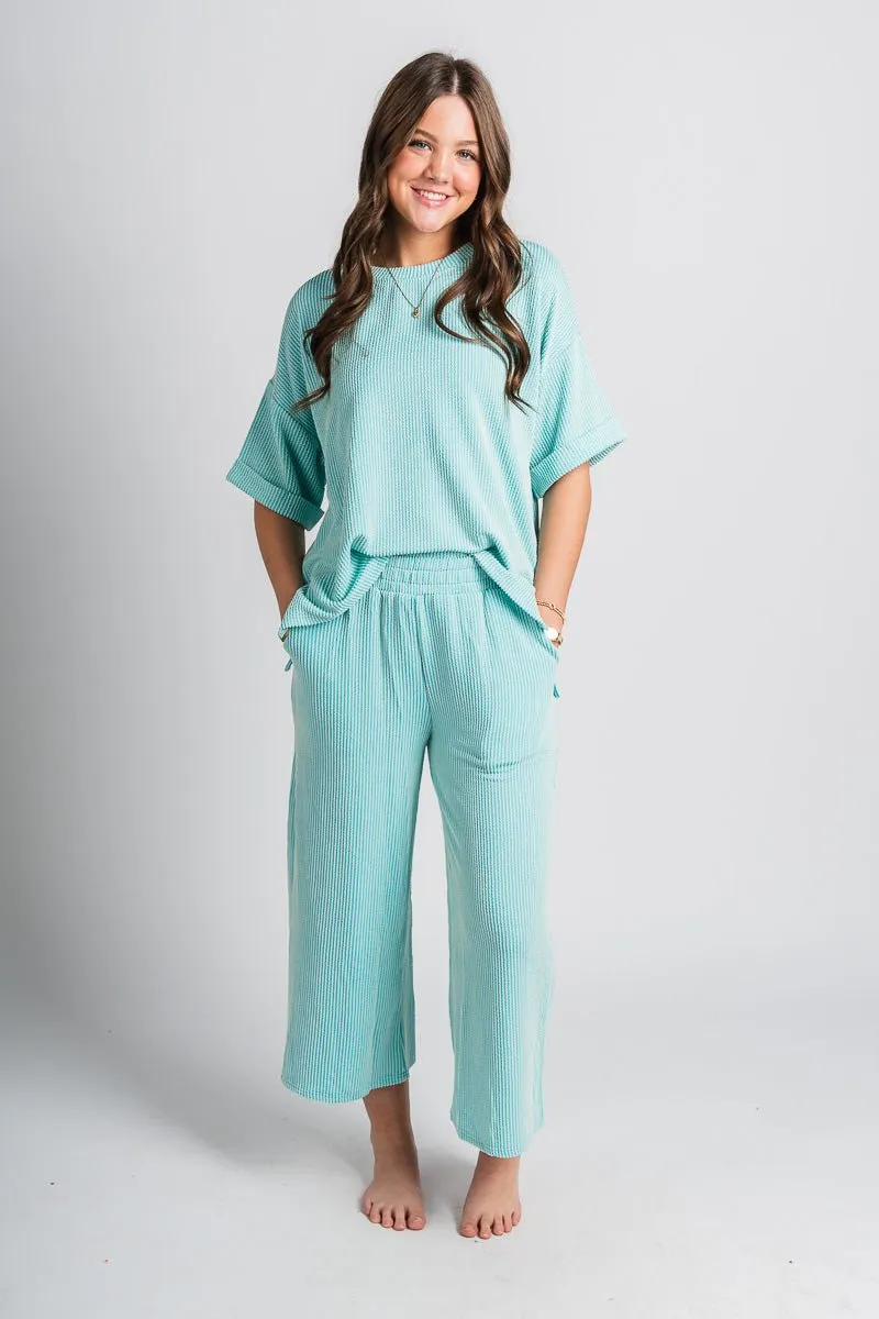 Ribbed wide leg pants mint