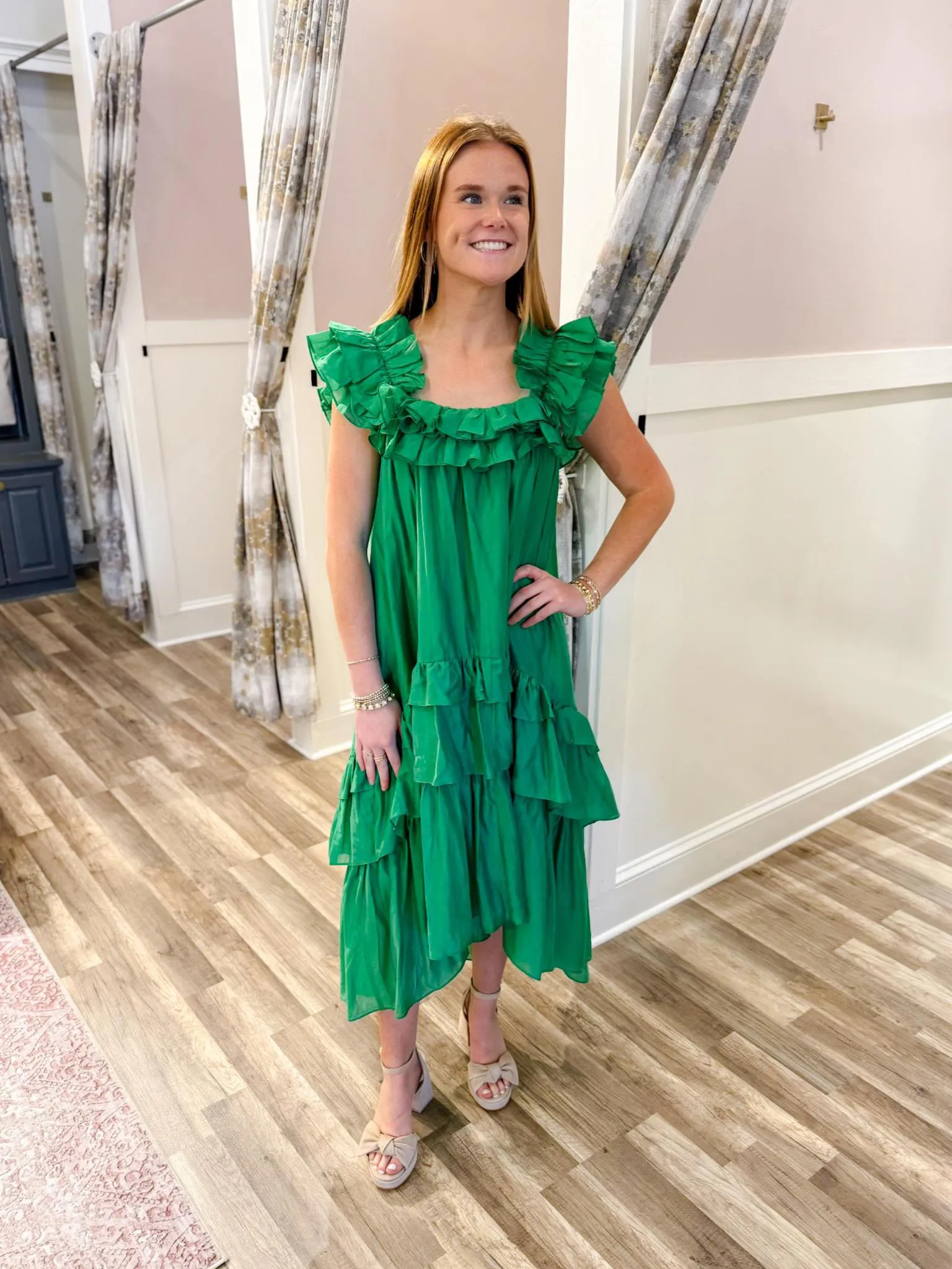 Ruffled Sleeveless Midi Dress