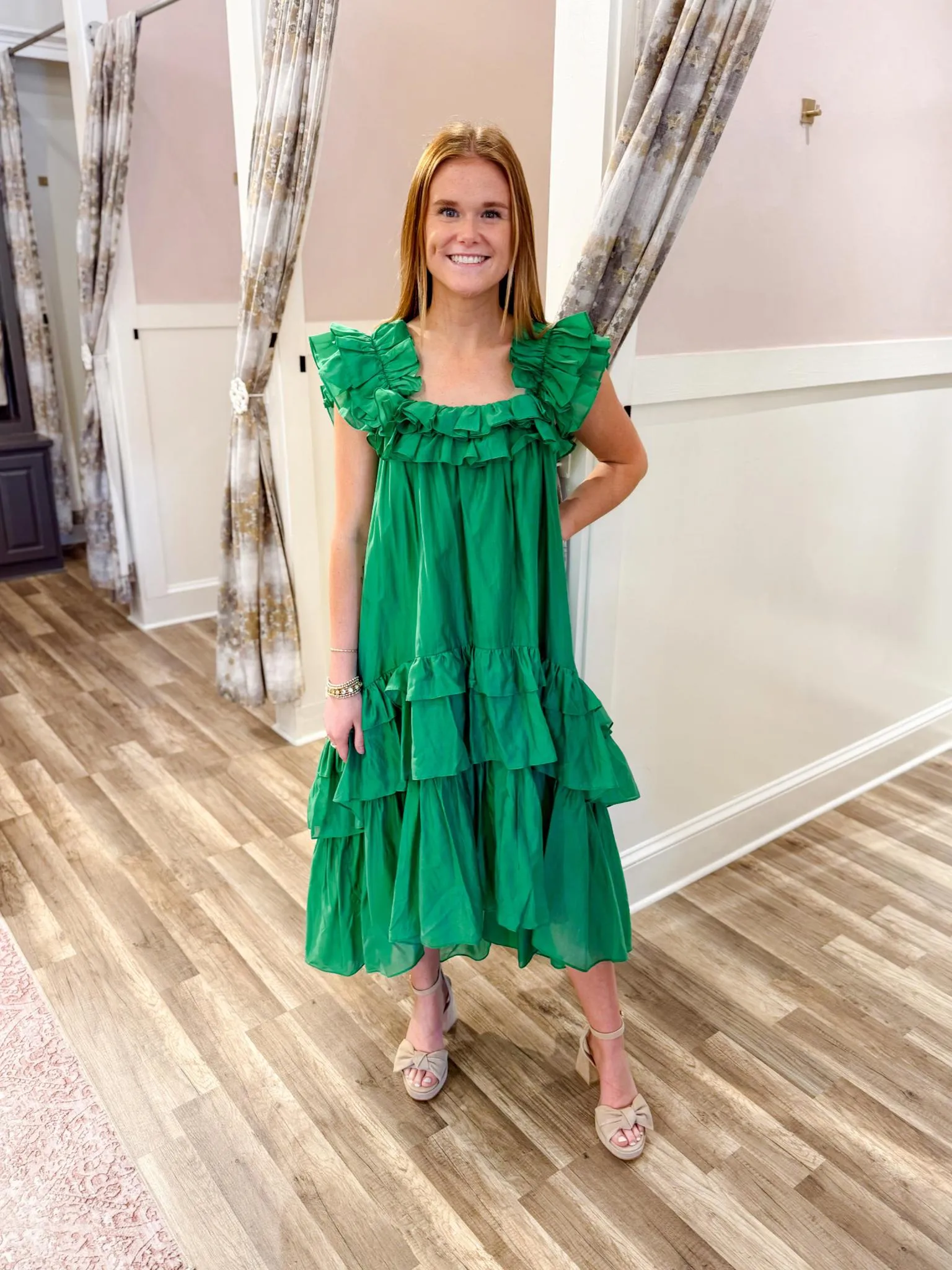 Ruffled Sleeveless Midi Dress