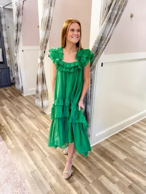 Ruffled Sleeveless Midi Dress