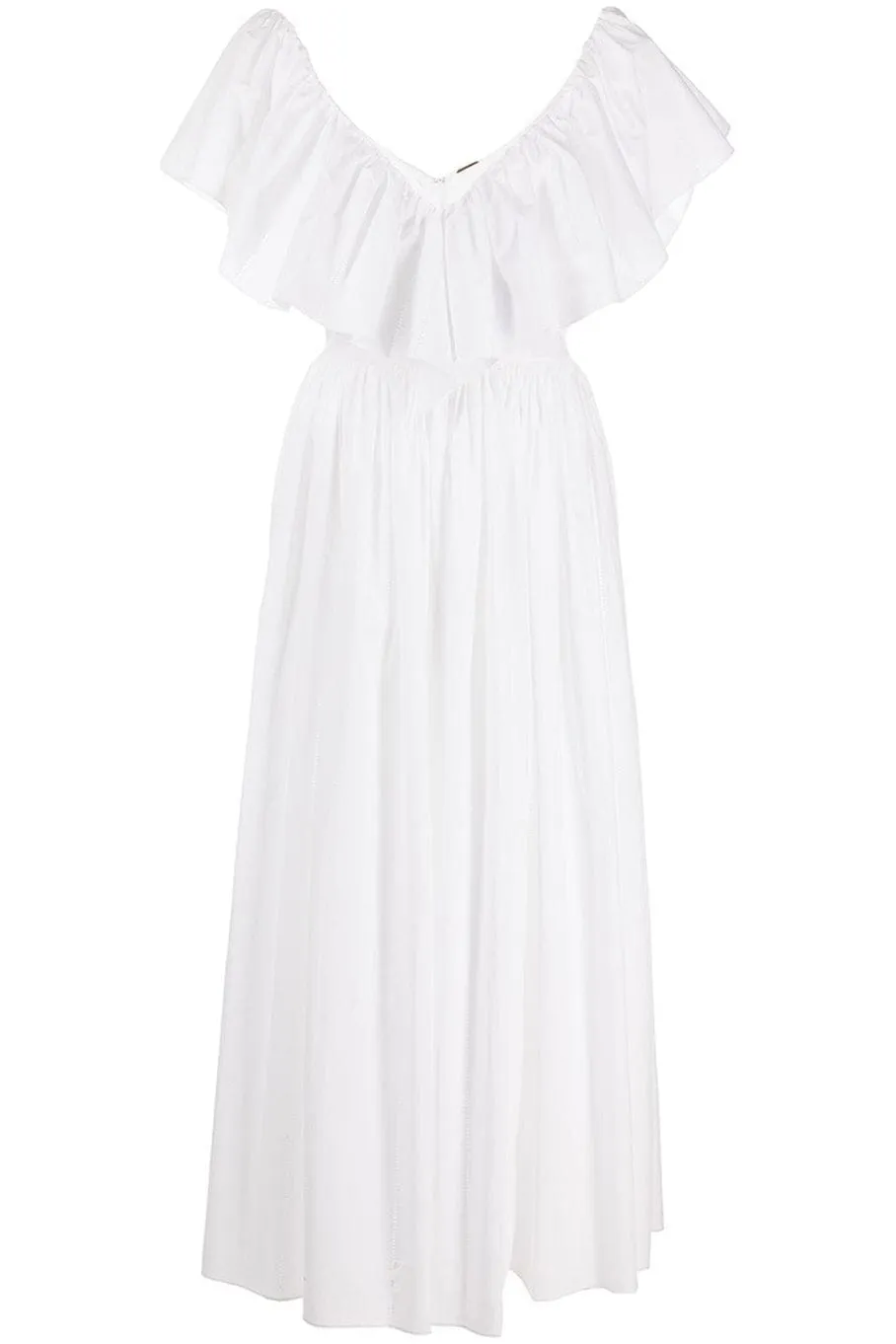 Ruffled V Neck Midi Dress