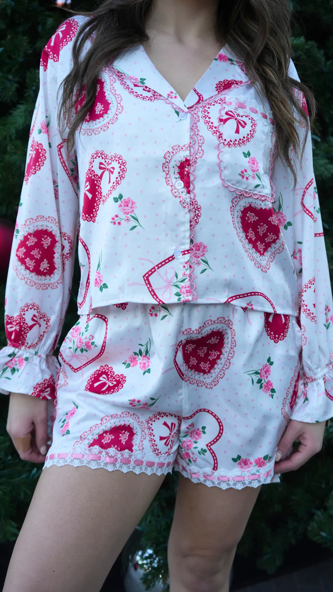 Satin Heart & Rose PJ Set