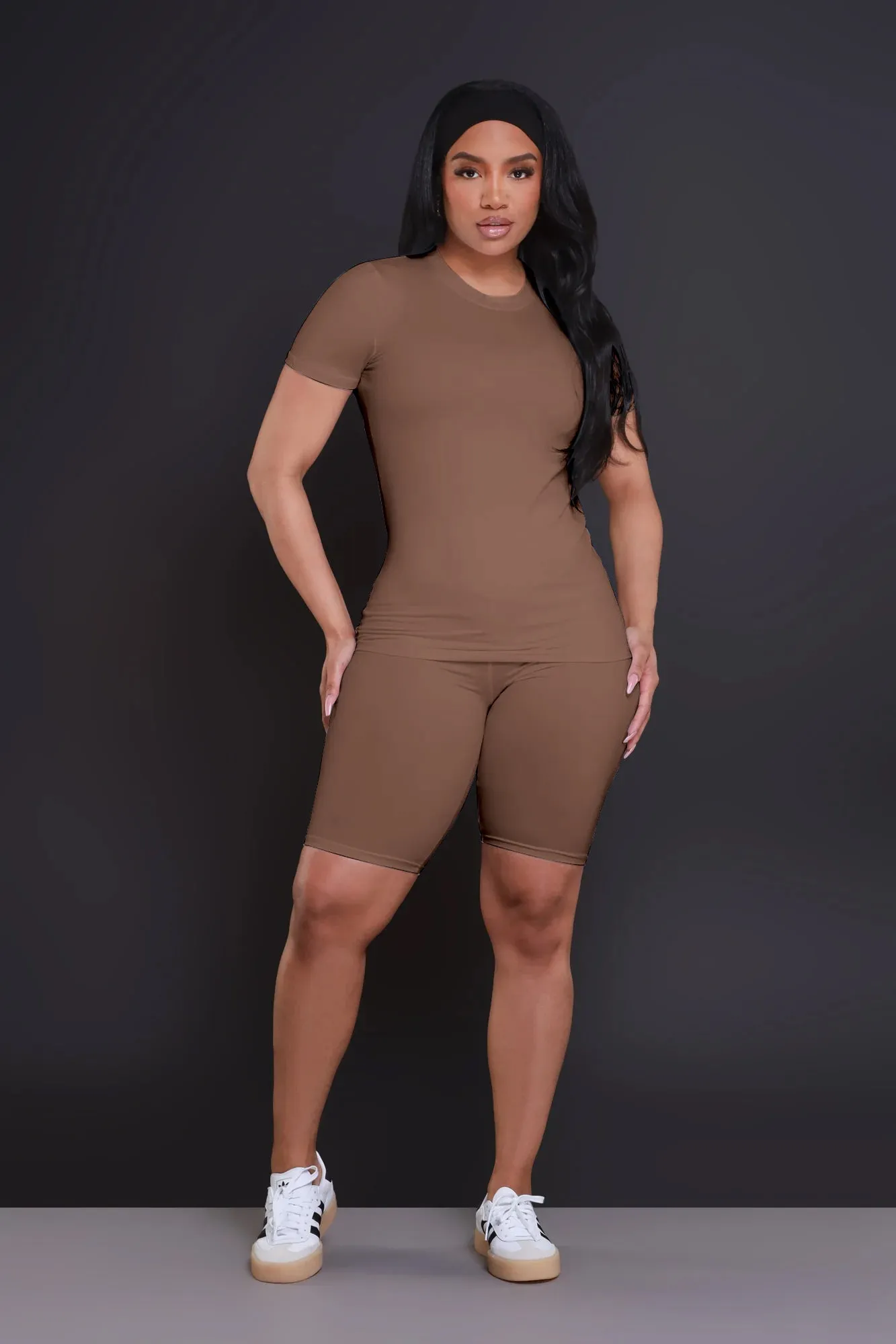 Self Made Short Sleeve Biker Set - Mocha