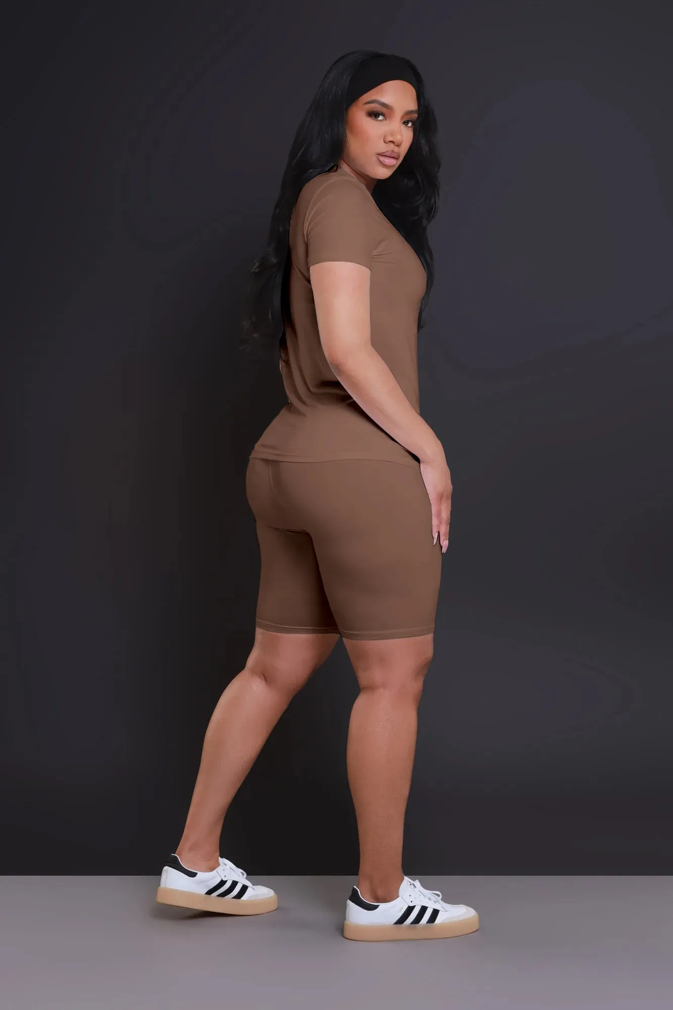 Self Made Short Sleeve Biker Set - Mocha