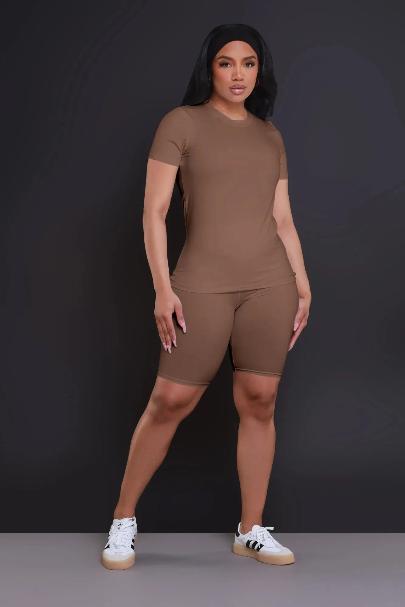 Self Made Short Sleeve Biker Set - Mocha