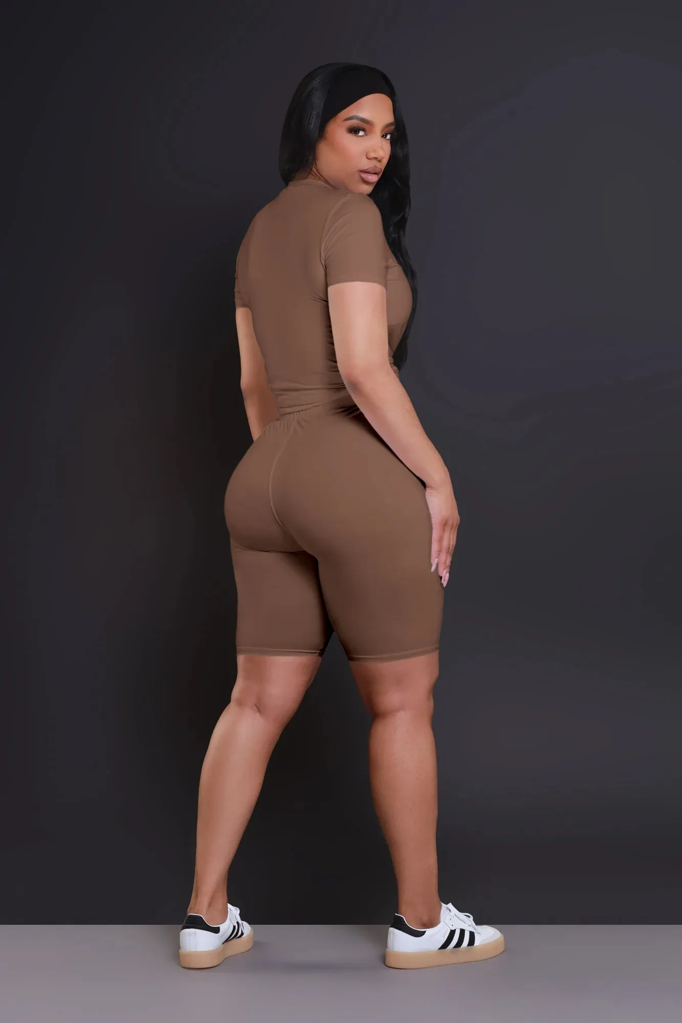 Self Made Short Sleeve Biker Set - Mocha