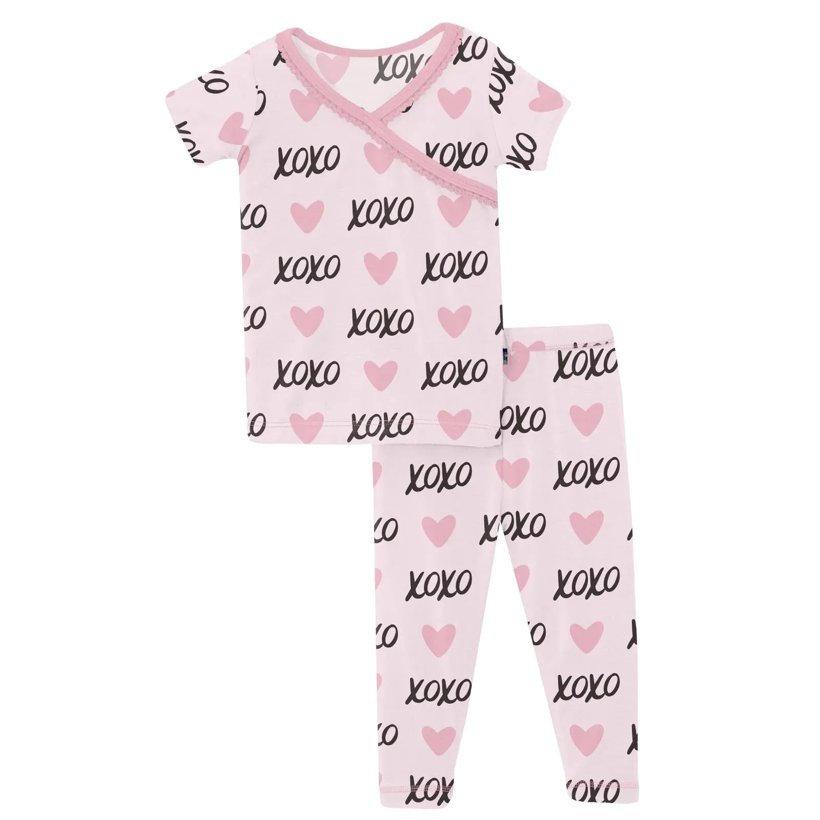 Shrinking Violet XOXO Scallop Kimono PJ Set