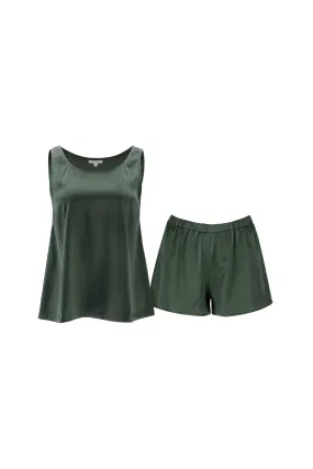 Silk Shorts PJ Set 'Diana' in Rich Green
