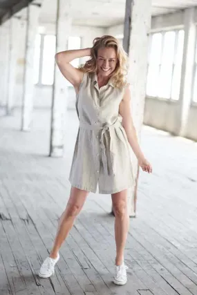 Sleeveless Shirt Dress - Natural - SM