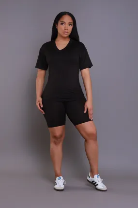 Smash Hit V-Neck Biker Set - Black