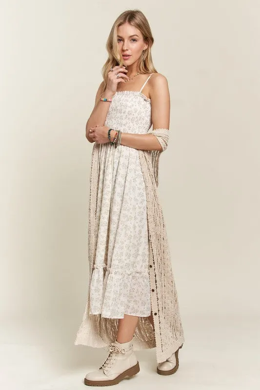 Smocked Floral Ruffled Hem Cami Dress
