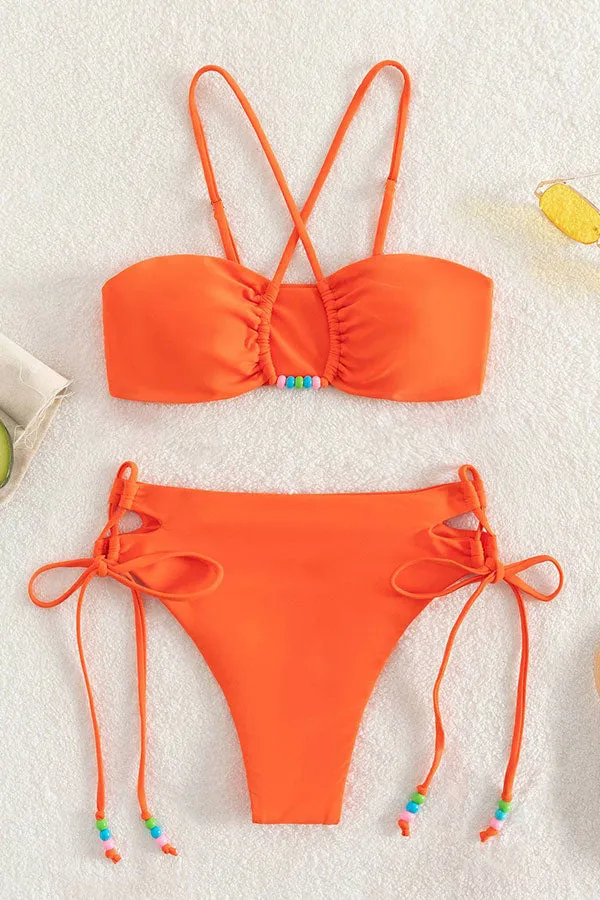 Solid Color Rocking Strappy Bikini
