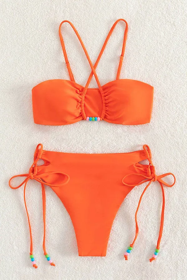 Solid Color Rocking Strappy Bikini