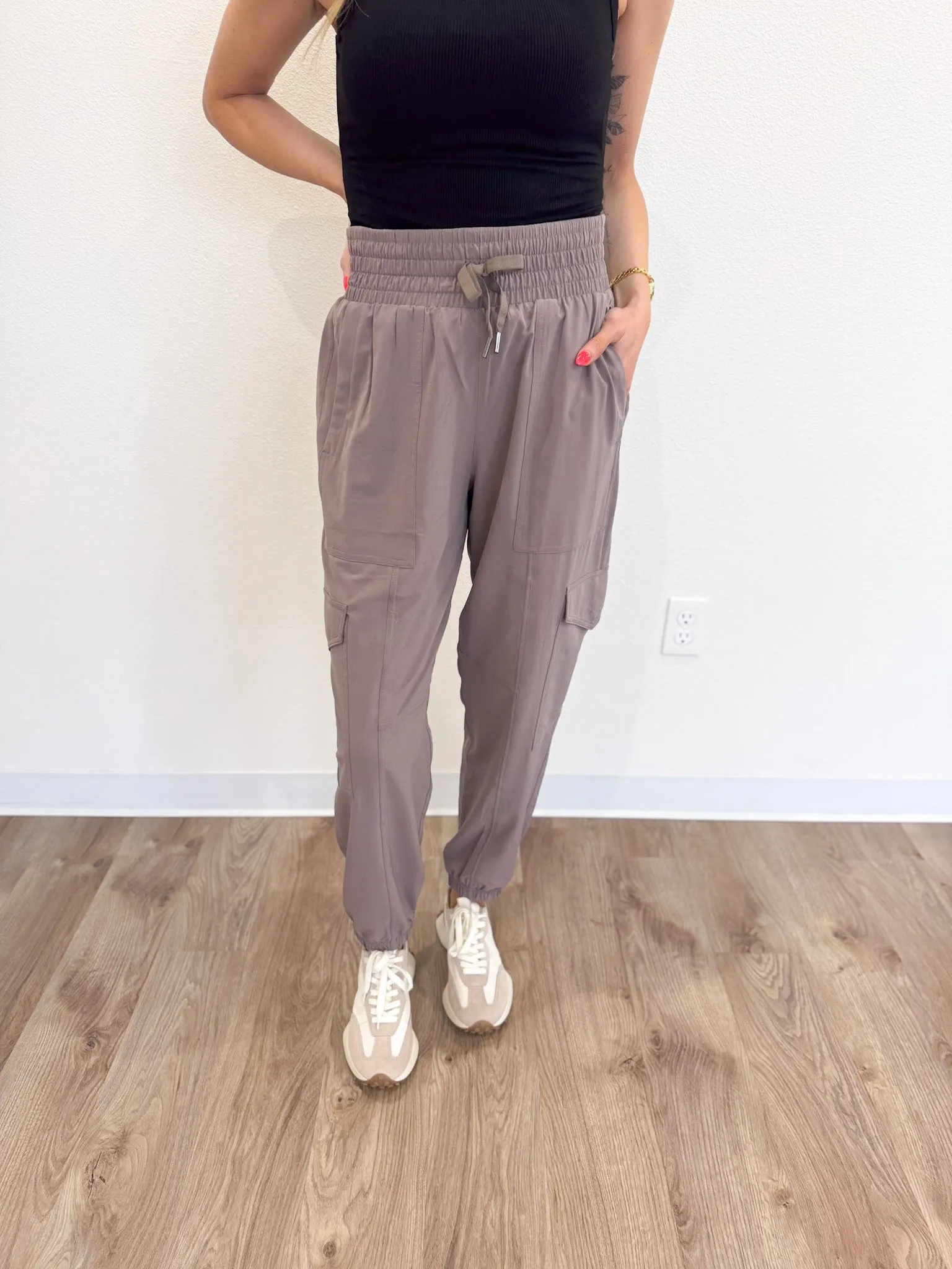 Spanx Cargo Jogger Pants in Smoke