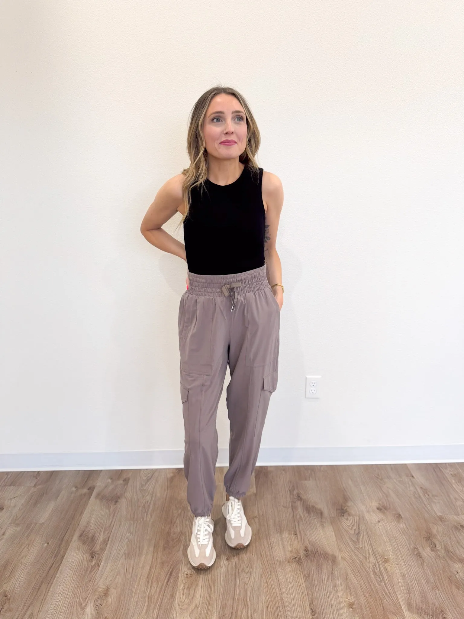 Spanx Cargo Jogger Pants in Smoke