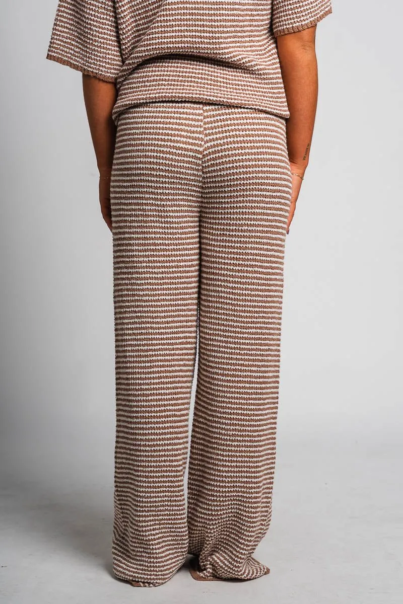 Striped wide leg pants mocha