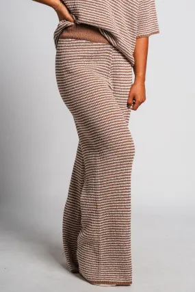 Striped wide leg pants mocha