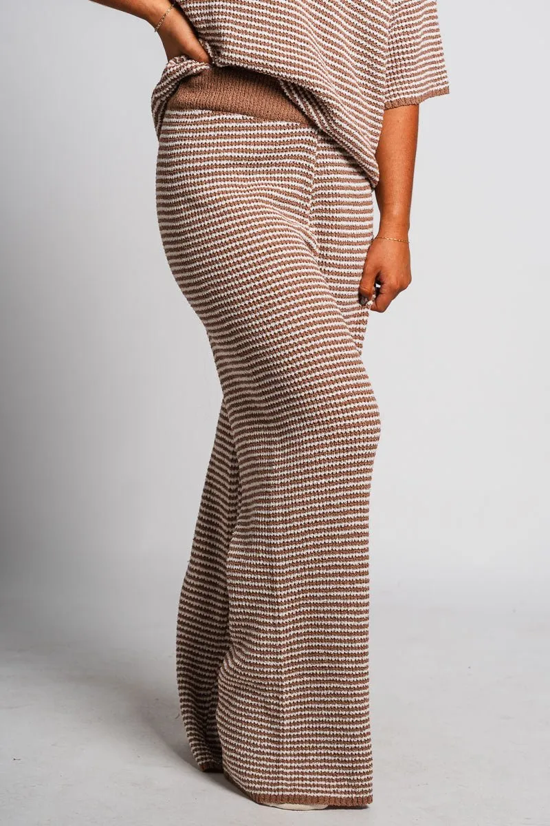 Striped wide leg pants mocha