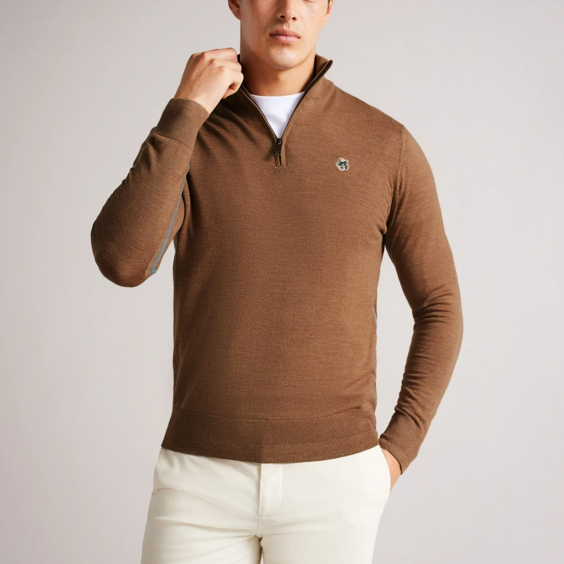 Ted Baker Tooting Half Zip Knitwear Tan