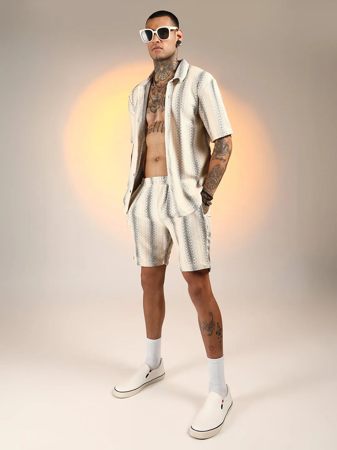 Texture-Striped Co-Ord Set