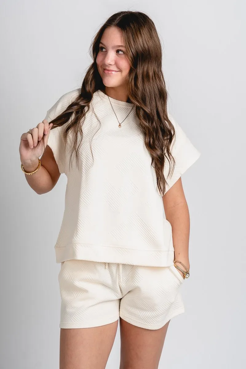 Textured shorts cream