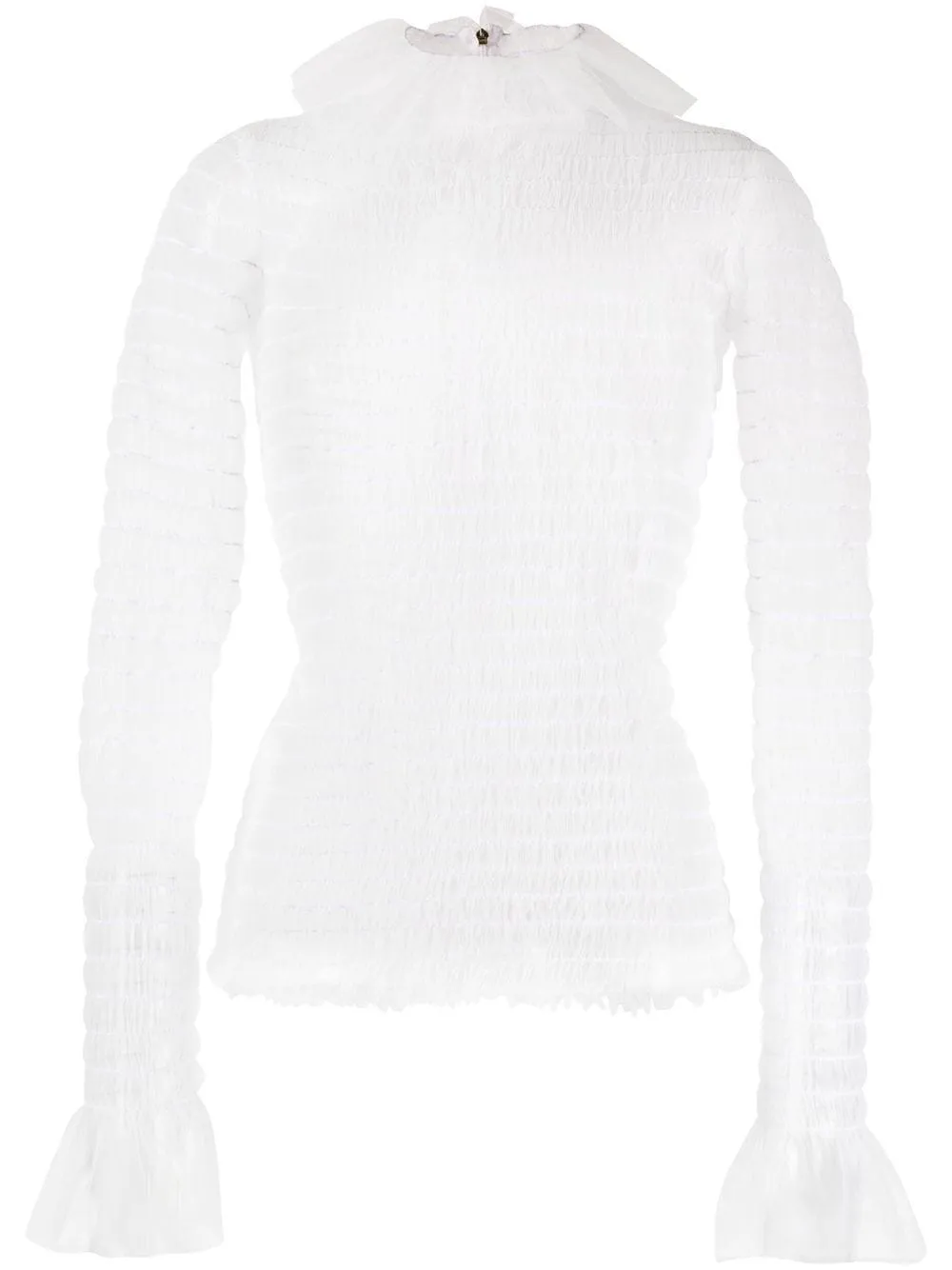 THOM BROWNE frilled high-neck tulle top