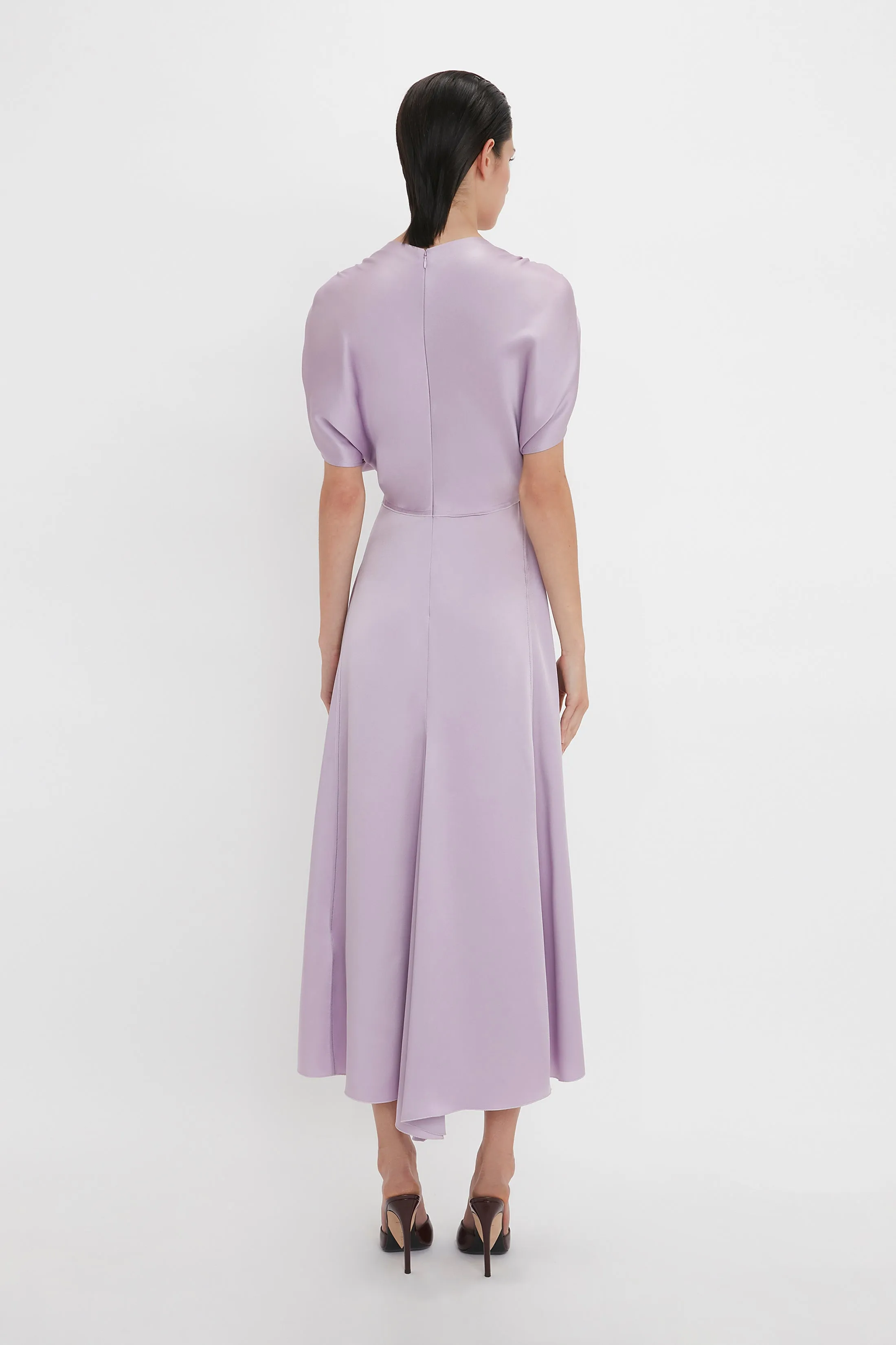 V-Neck Ruffle Midi Dress In Petunia