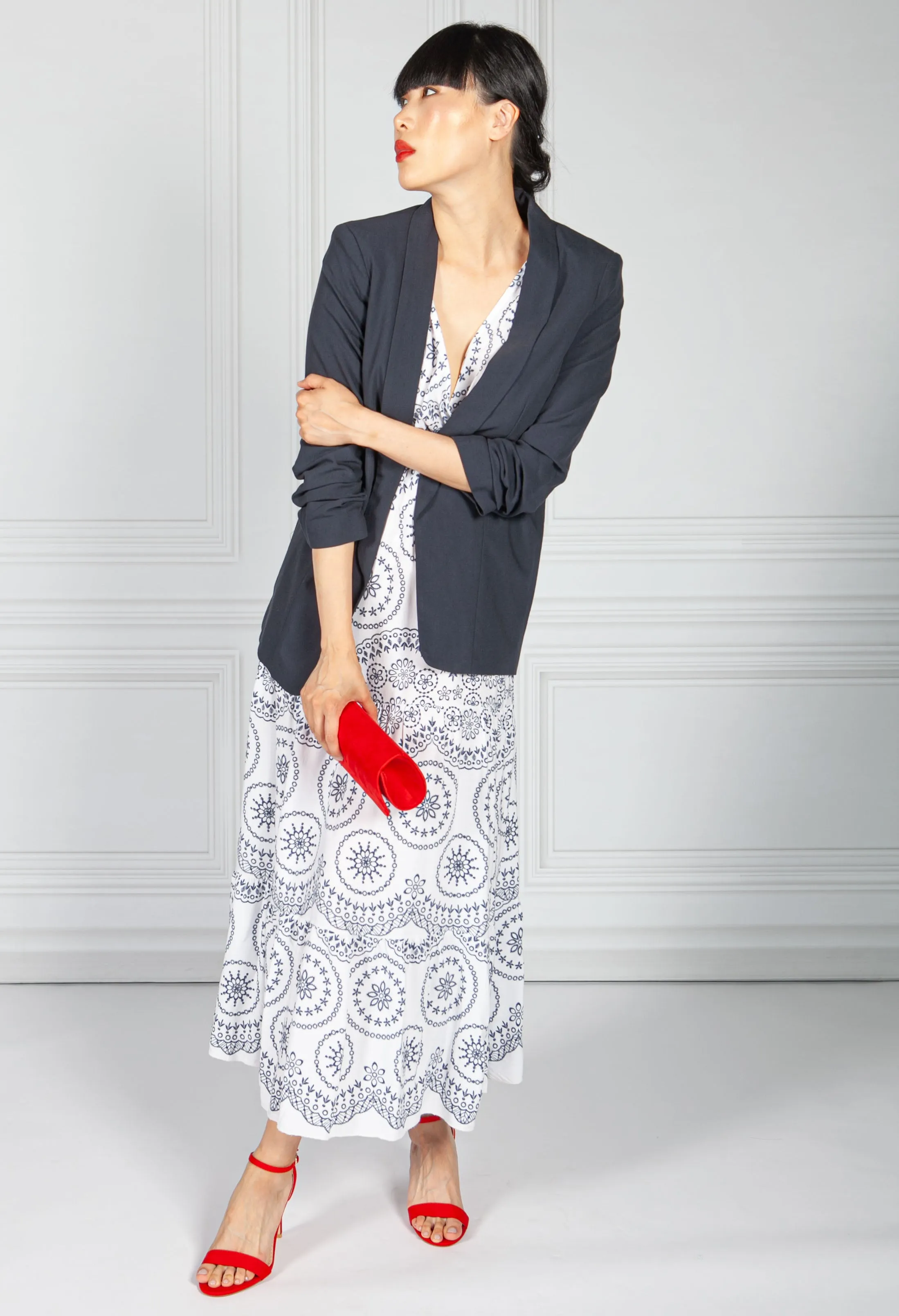 V Neck Stencil Design Maxi