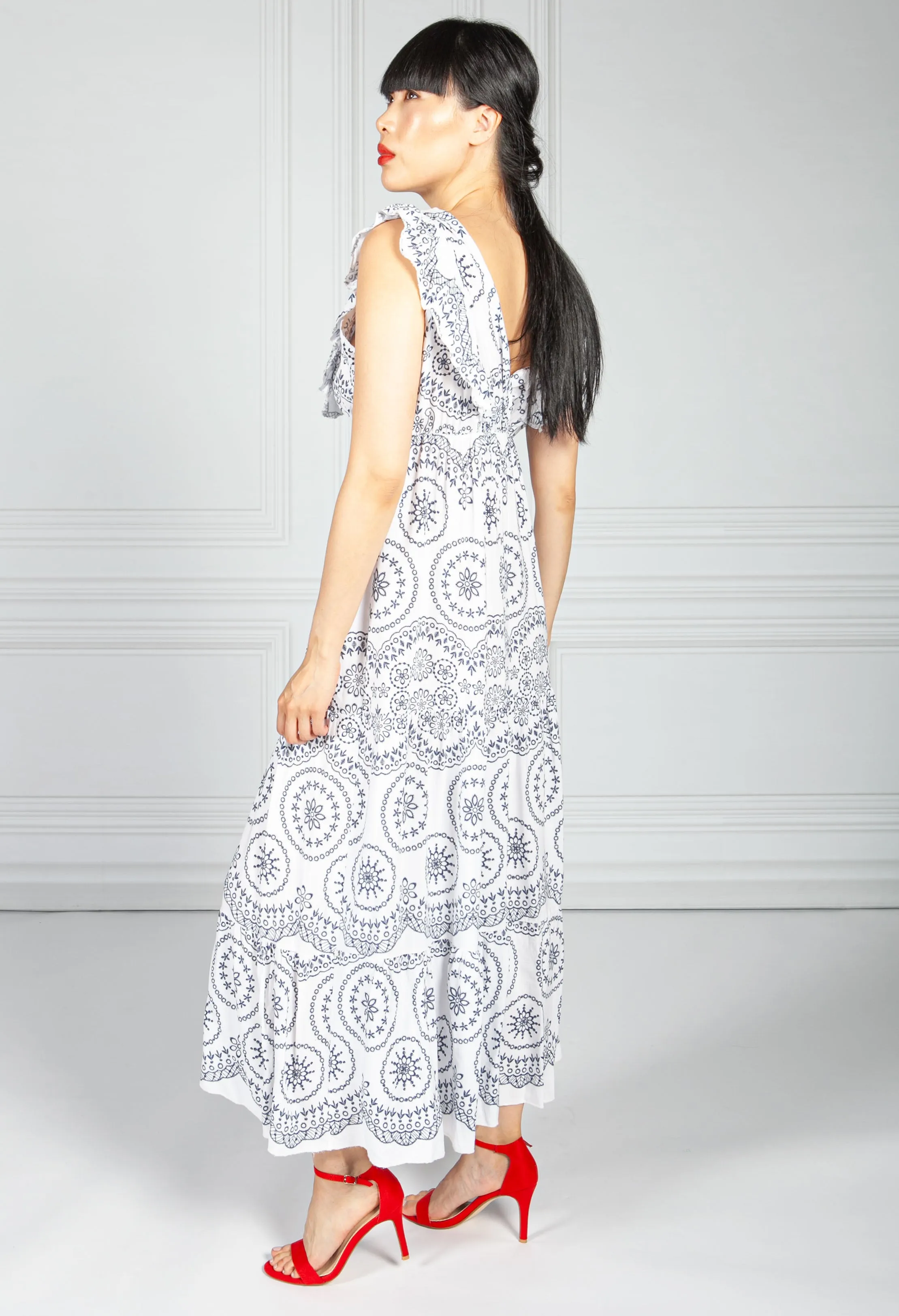 V Neck Stencil Design Maxi