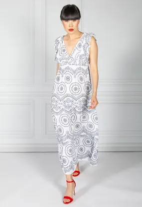 V Neck Stencil Design Maxi