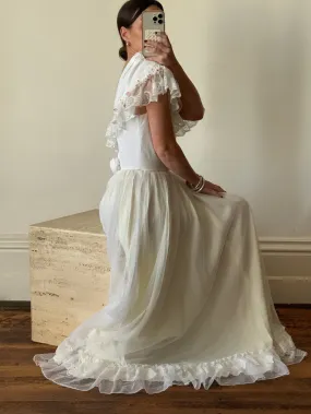 Vintage Rosette Picnic Frilled Wedding Dress