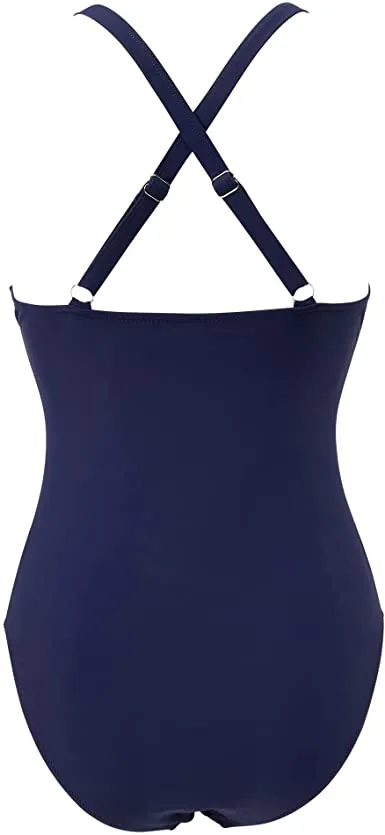 Women Cutout One Piece  Tummy Control Swimsuit Cross Back Bathing Suit