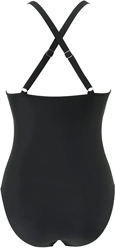 Women Cutout One Piece  Tummy Control Swimsuit Cross Back Bathing Suit