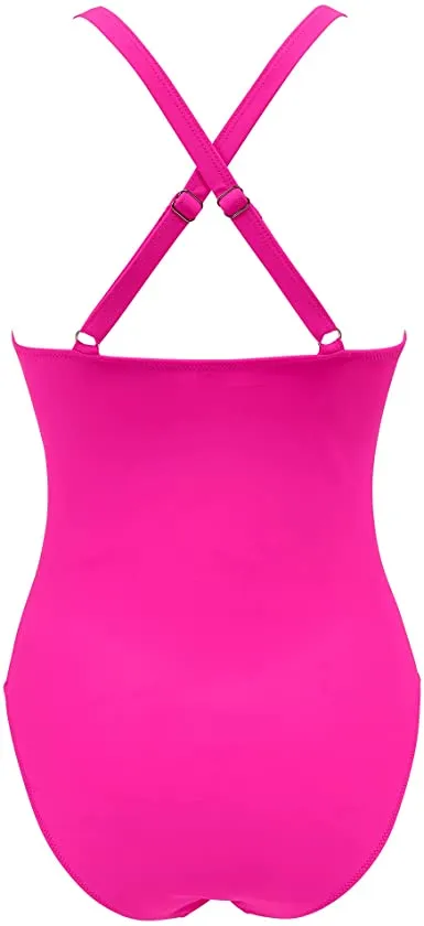 Women Cutout One Piece  Tummy Control Swimsuit Cross Back Bathing Suit