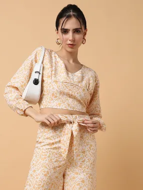 Women Printed Mustard Co-Ords Set