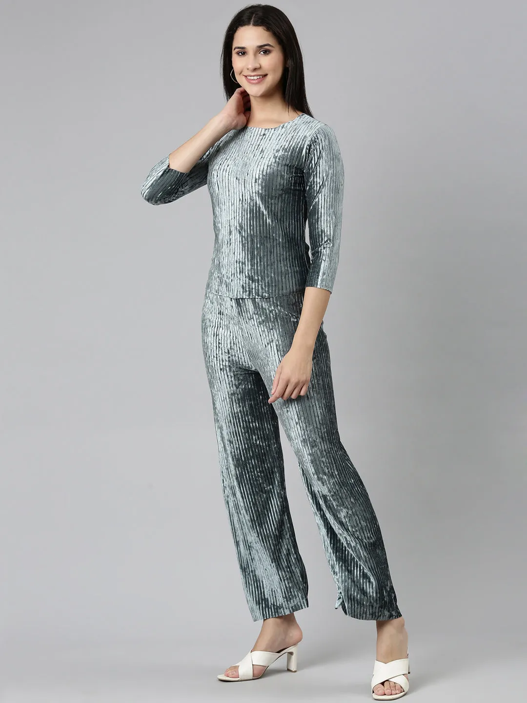Women Teal Solid Co-Ords
