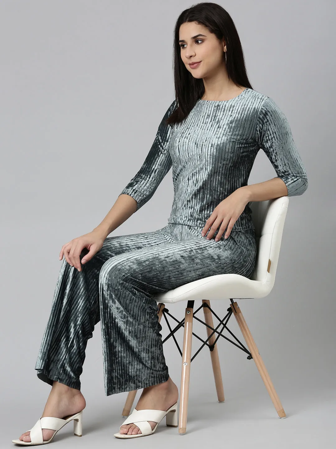 Women Teal Solid Co-Ords