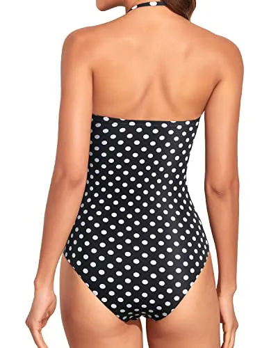 Women Tummy Control One Piece Swimsuits Strapless Bandeau Bathing Suits