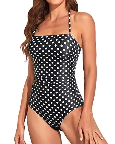 Women Tummy Control One Piece Swimsuits Strapless Bandeau Bathing Suits