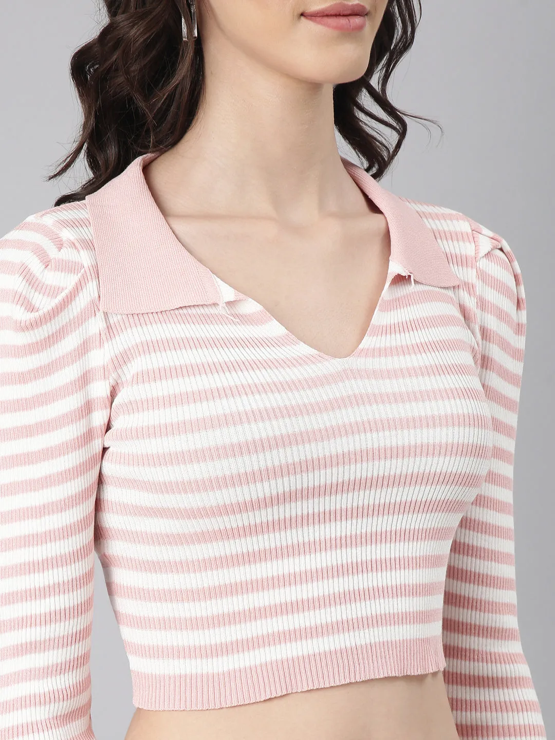 Women White Striped Co-Ords