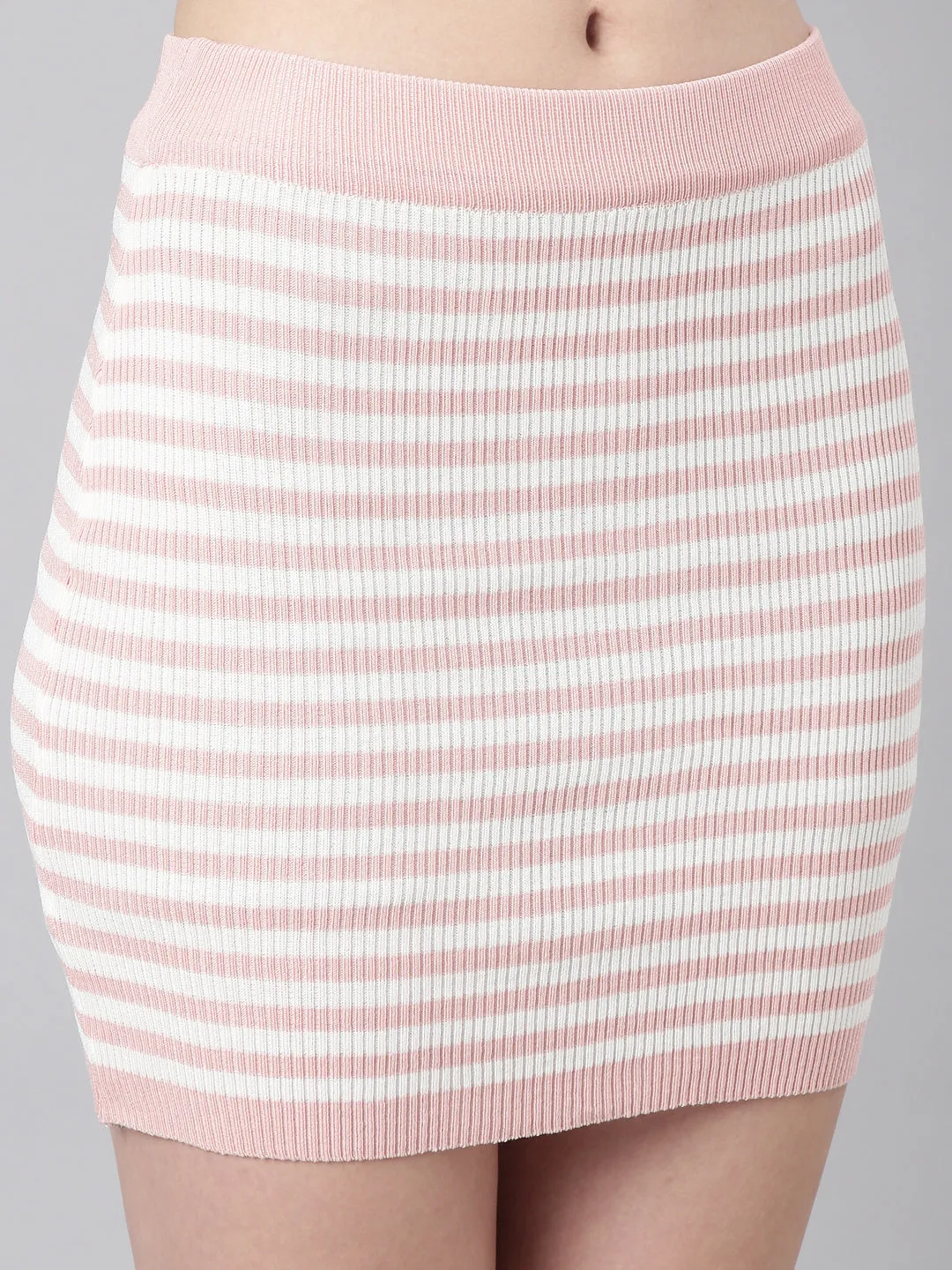Women White Striped Co-Ords