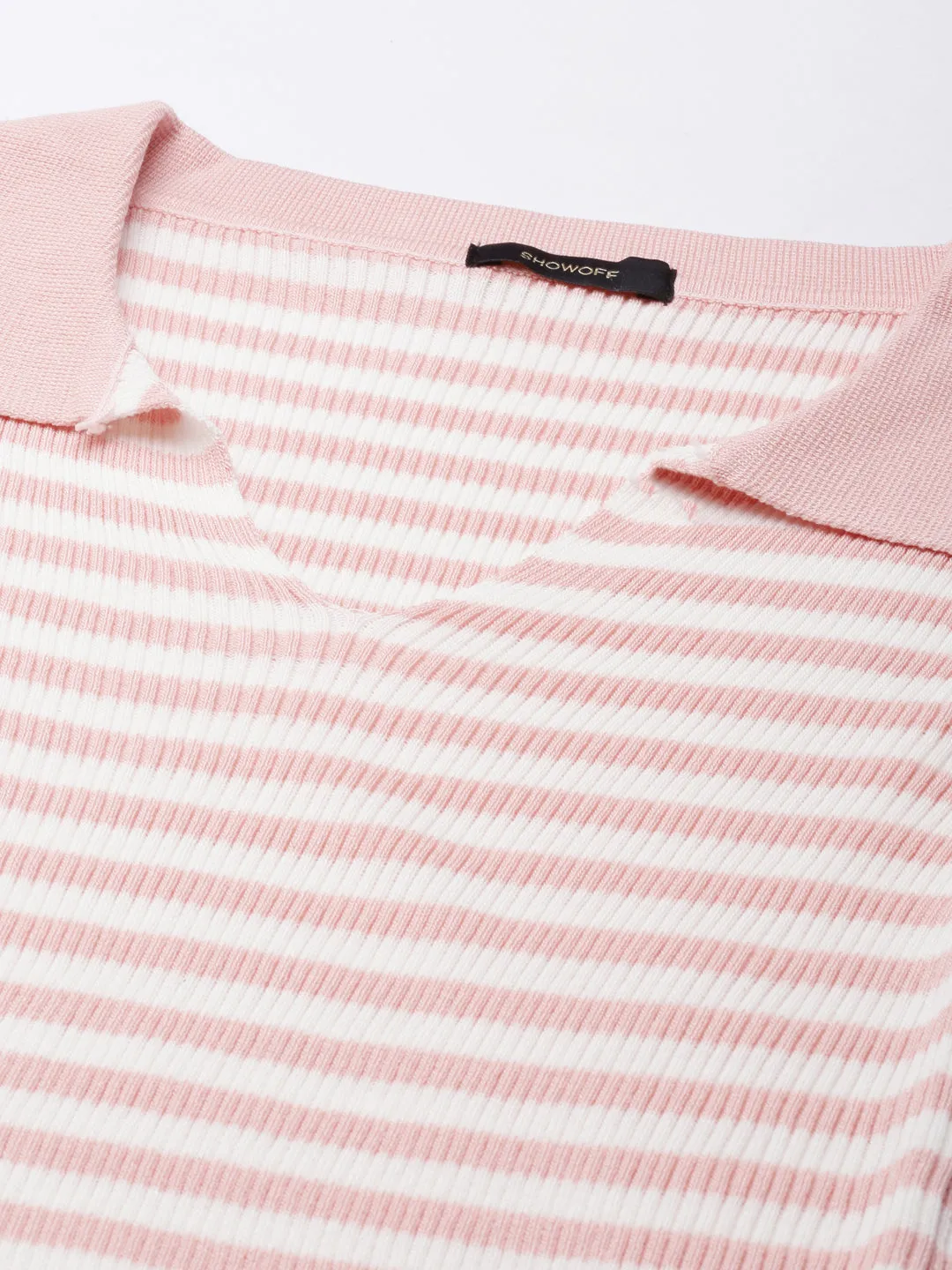 Women White Striped Co-Ords