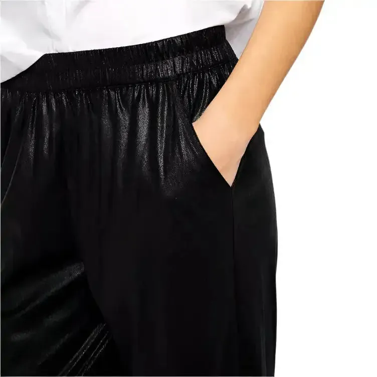 Women's Black Lambskin Leather Joggers – Lace-Up Stylish & Comfortable