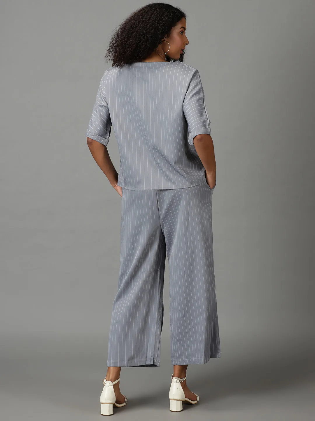 Women's Grey Striped Co-Ords