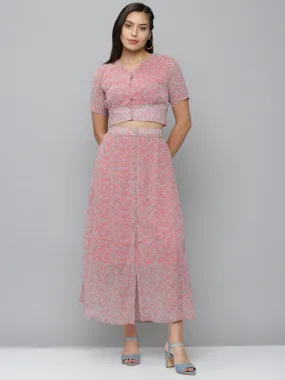 Women's Pink Printed  Co-Ords