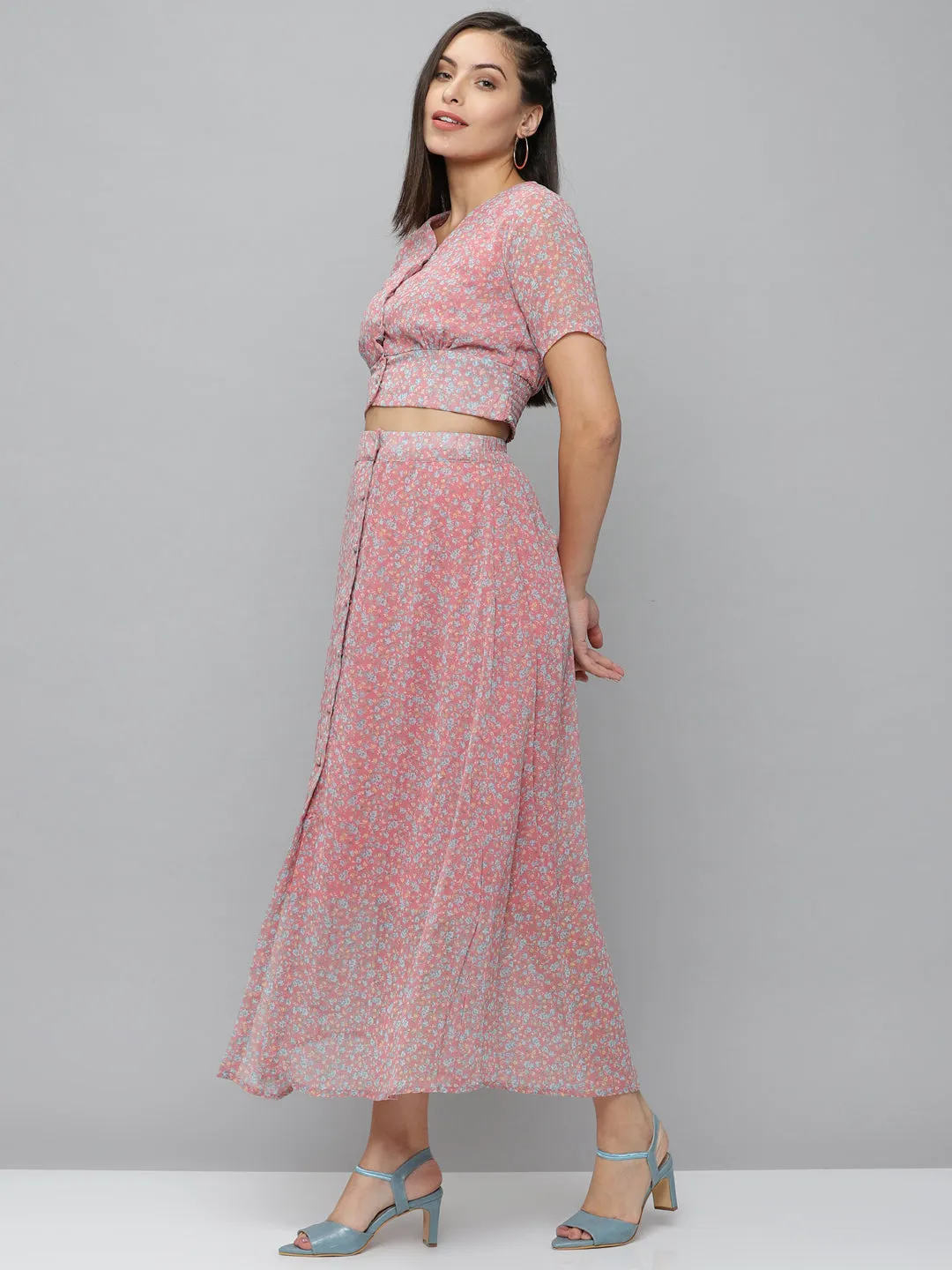 Women's Pink Printed  Co-Ords