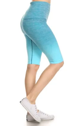 Yelete Dip Dye Ombre Athletic Biker Shorts w/High Waist Band